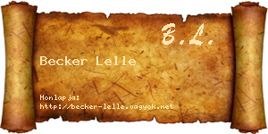 Becker Lelle névjegykártya